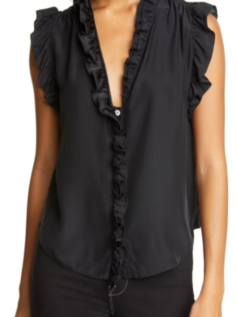 Frame Lauren Ruffle Trim Top